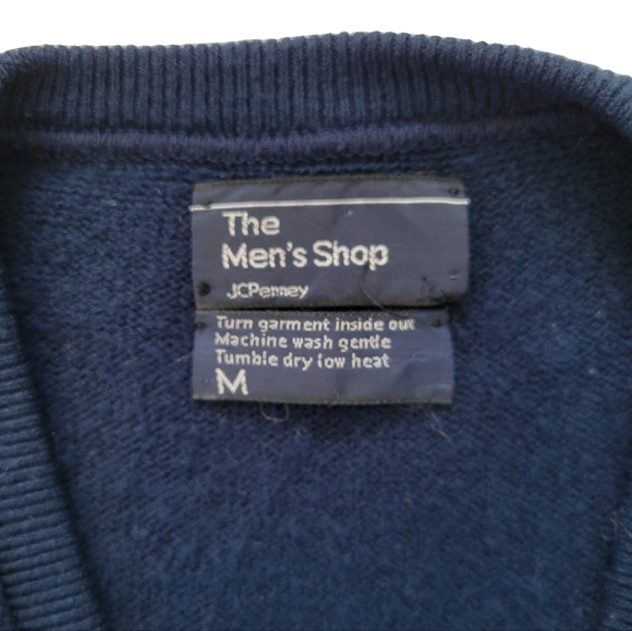 Vintage JCPenny dark blue sweater vest Men M - Picture 3 of 3
